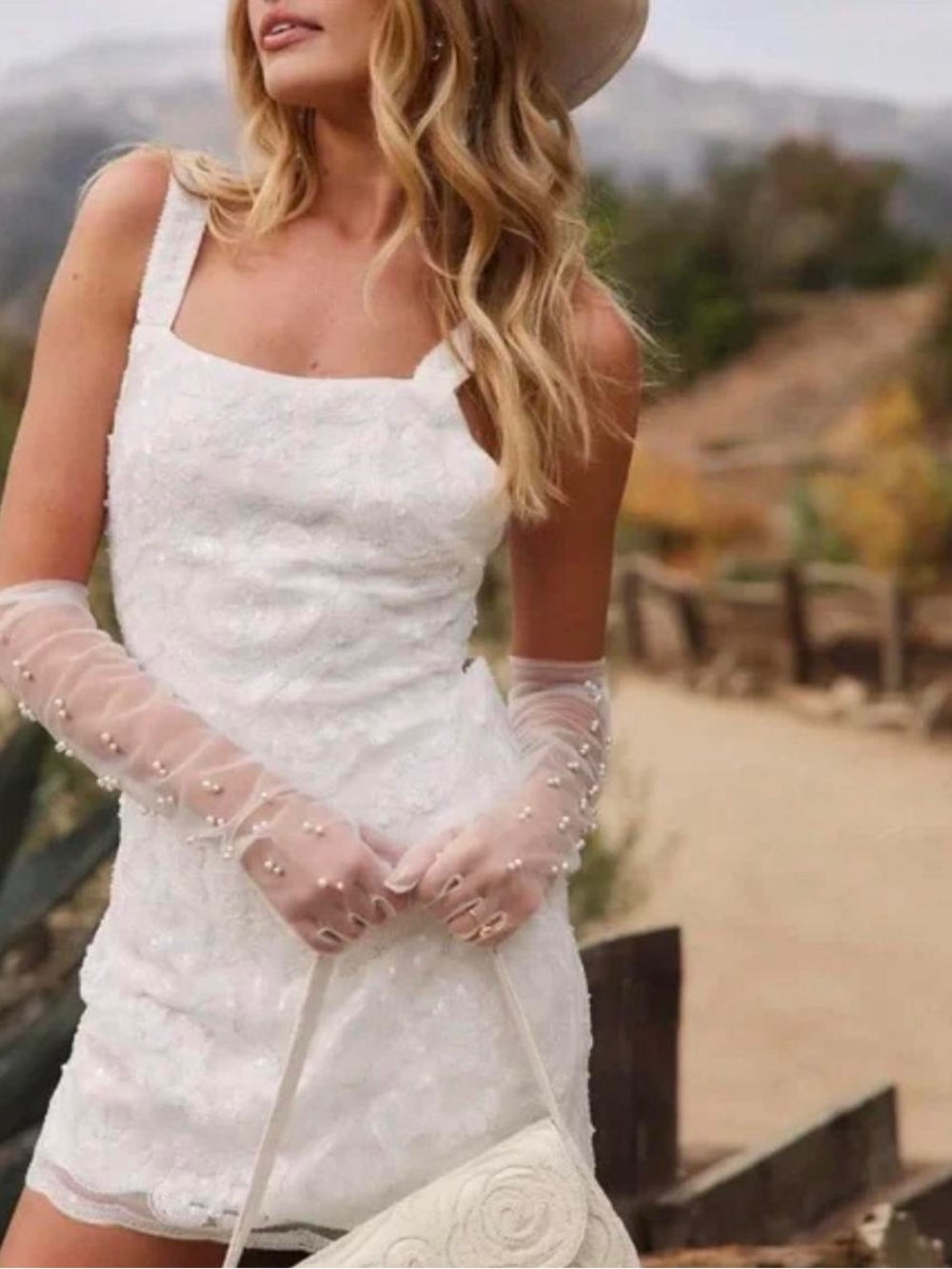 NWOT 12th Tribe White Lace Sequin Square-Neck Mini Dress